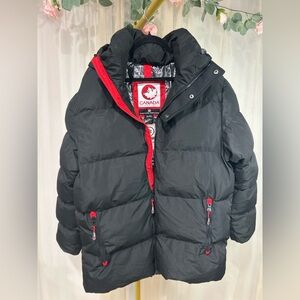 Canada Weather Gear Black Puffer Jacket Hooded Winter Coat XL